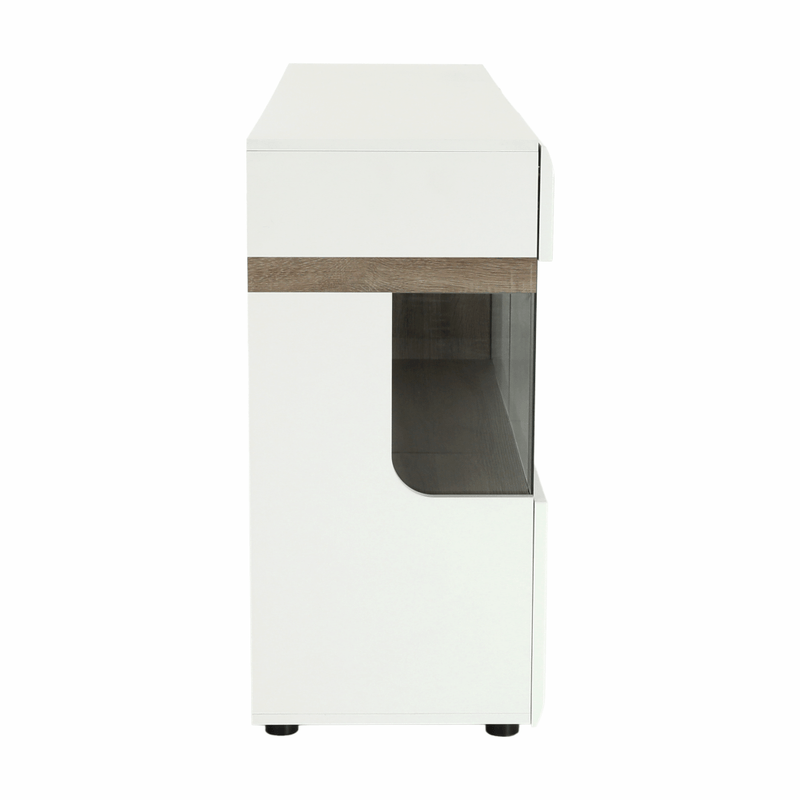 Casa si Gradina - Mobilier - Comode si corpuri - Comode - Comoda, alba stralucitoare HG/stejar sonoma inchis, LYNATET TYP 42 - Infinity.ro