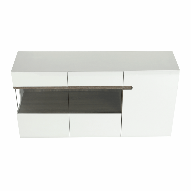 Casa si Gradina - Mobilier - Comode si corpuri - Comode - Comoda, alba stralucitoare HG/stejar sonoma inchis, LYNATET TYP 42 - Infinity.ro