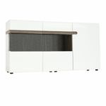 Casa si Gradina - Mobilier - Comode si corpuri - Comode - Comoda, alba stralucitoare HG/stejar sonoma inchis, LYNATET TYP 42 - Infinity.ro