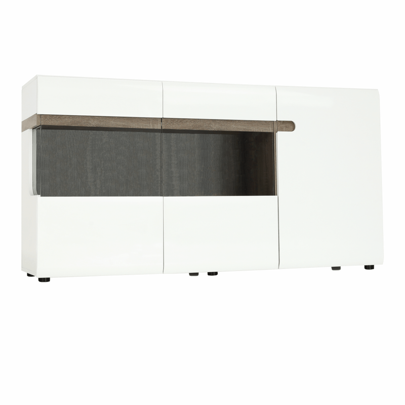 Casa si Gradina - Mobilier - Comode si corpuri - Comode - Comoda, alba stralucitoare HG/stejar sonoma inchis, LYNATET TYP 42 - Infinity.ro