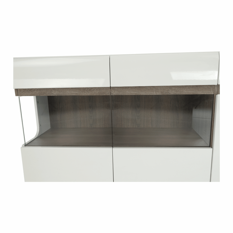 Casa si Gradina - Mobilier - Comode si corpuri - Comode - Comoda, alba stralucitoare HG/stejar sonoma inchis, LYNATET TYP 42 - Infinity.ro