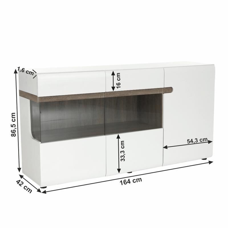 Casa si Gradina - Mobilier - Comode si corpuri - Comode - Comoda, alba stralucitoare HG/stejar sonoma inchis, LYNATET TYP 42 - Infinity.ro