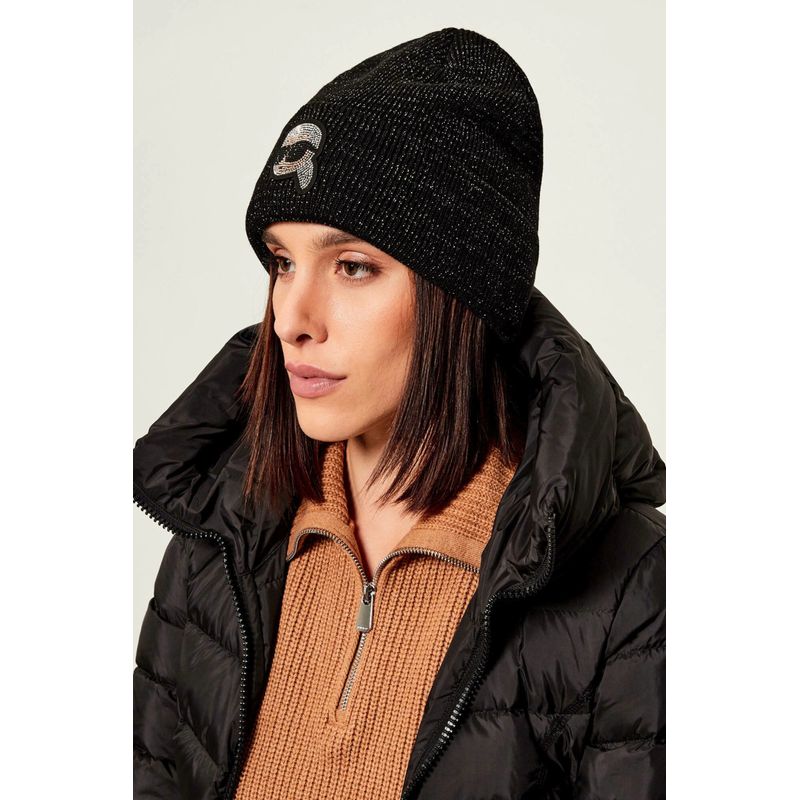 Fashion, accesorii si bijuterii - Femei - Accesorii femei - Caciuli si palarii femei - Caciula din amestec de lana Karl Lagerfeld  A4W33041 Negru melange ONE SIZE - Infinity.ro