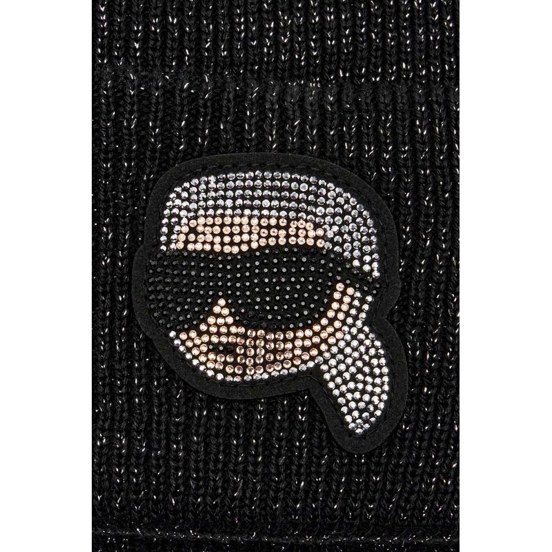 Fashion, accesorii si bijuterii - Femei - Accesorii femei - Caciuli si palarii femei - Caciula din amestec de lana Karl Lagerfeld  A4W33041 Negru melange ONE SIZE - Infinity.ro