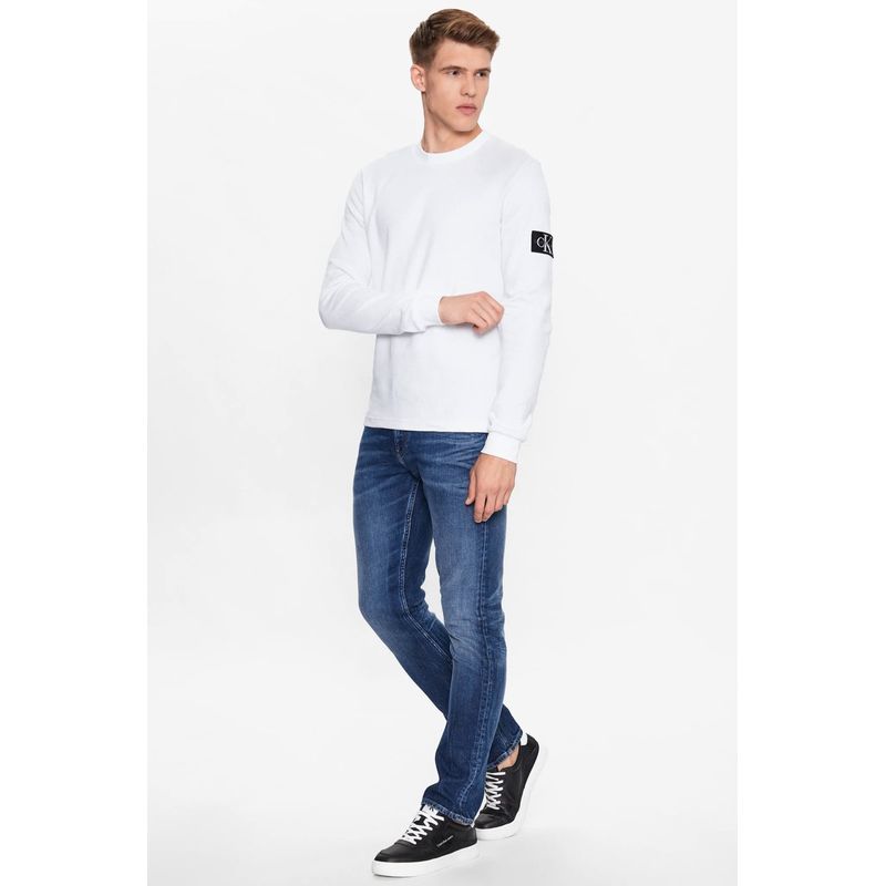 Fashion, accesorii si bijuterii - Barbati - Imbracaminte - Tricouri si bluze barbati - Bluza barbati Calvin Klein jeans  J30J323485 L INTL Alb - Infinity.ro