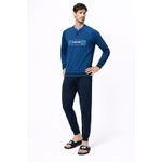 Fashion, accesorii si bijuterii - Barbati - Lenjerie si pijamale barbati - Pijamale barbati - Pijama barbati Lotto LP1225C, set 2 piese, bumbac 4XL INTL Albastru jeans - Infinity.ro