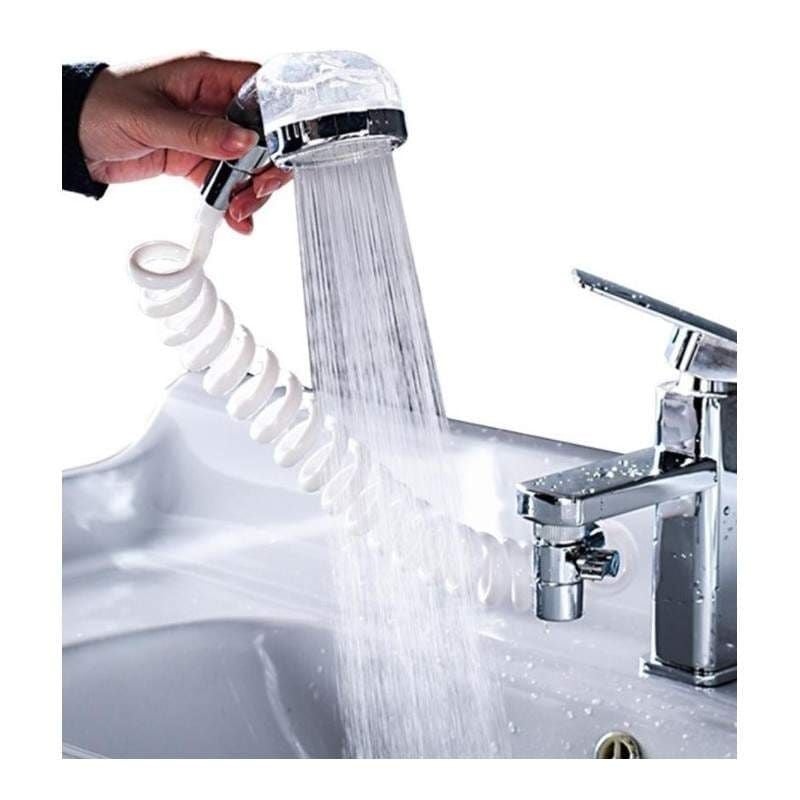 Casa si Gradina - Sanitare - Cazi si cabine de dus - Coloane si seturi de dus - Set Para de dus cu presiune ridicata, Extensie robinet, Furtun flexibil spiralat, Robinet pt comutare si Suport perete - Infinity.ro