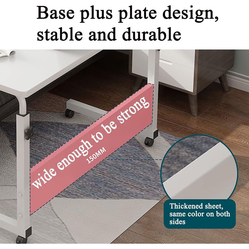 Casa si Gradina - Mobilier - Mese si birouri - Mese living - Masa Universala, Inaltime Reglabila, Cu Roti Blocabile, Ideal pt Laptop, Scris, Servit Mancarea, 60x40 cm, Alba - Infinity.ro