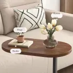 Casa si Gradina - Mobilier - Mese si birouri - Masute de cafea - Masuta de Cafea cu Picior pentru pat/canapea, Negru cu Wenge, Ovala, Lemn cu Metal, 40 x 28 x 55.5 cm - Infinity.ro