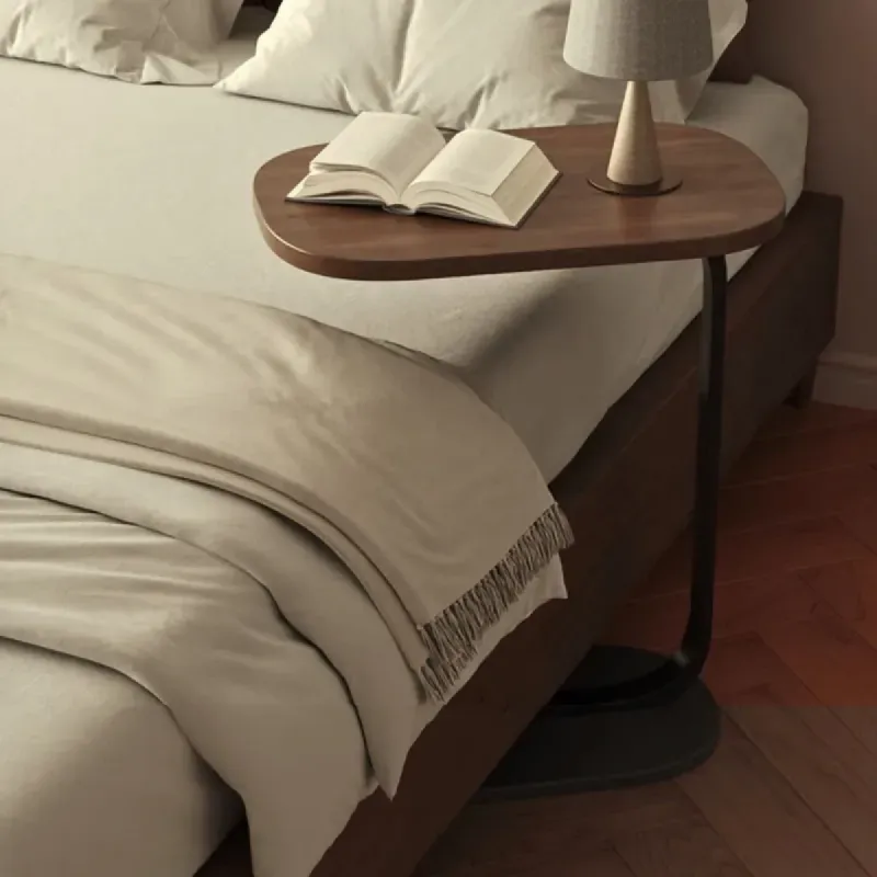 Casa si Gradina - Mobilier - Mese si birouri - Masute de cafea - Masuta de Cafea cu Picior pentru pat/canapea, Negru cu Wenge, Ovala, Lemn cu Metal, 40 x 28 x 55.5 cm - Infinity.ro