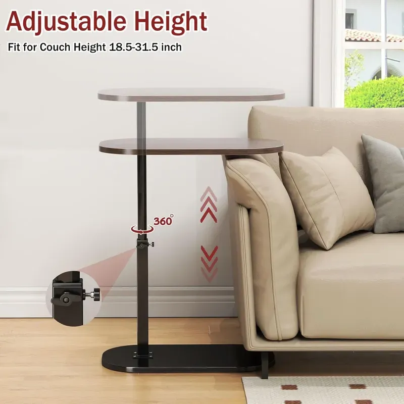 Casa si Gradina - Mobilier - Mese si birouri - Masute de cafea - Masuta de Cafea Reglabila cu Picior pentru pat/canapea, 40 x 30 cm, h 43-80 cm, Negru - Infinity.ro