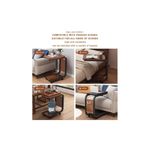 Casa si Gradina - Mobilier - Mese si birouri - Masute de cafea - Masuta Multifunctionala pe Roti, pentru canapea sau pat, cu Raft si Buzunar lateral, 63 x 40 x 28 cm, Maro/Negru - Infinity.ro