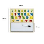 Jucarii, Copii si Bebe - Jucarii si jocuri - Jocuri si puzzle - Puzzle - Puzzle Educativ Montessori cu Tablita de Desenat, Carioca si Cifre, Multicolor, Lemn, 30x30 cm, 25 piese - Infinity.ro