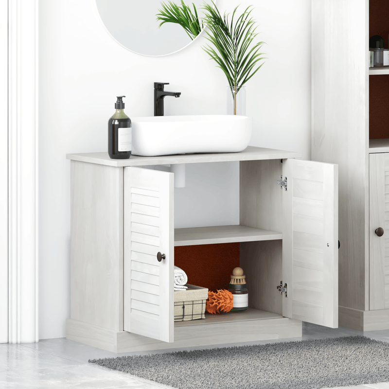 Casa si Gradina - Mobilier - Mobilier baie - Comode baie - Cabinet de chiuveta "VIGO" cu usi 67.5x34x59 cm Lemn masiv de pin - Infinity.ro