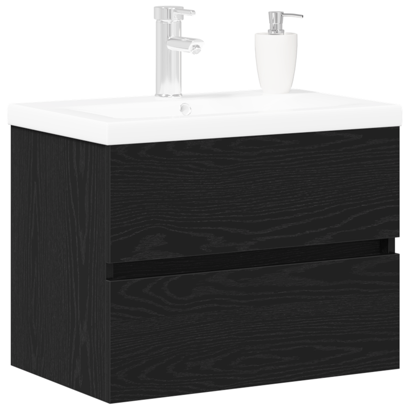 Casa si Gradina - Mobilier - Mobilier baie - Comode baie - Cabinet de Chiuveta cu Lava Integrata  Stejar Negru Lemn Prelucrat - Infinity.ro