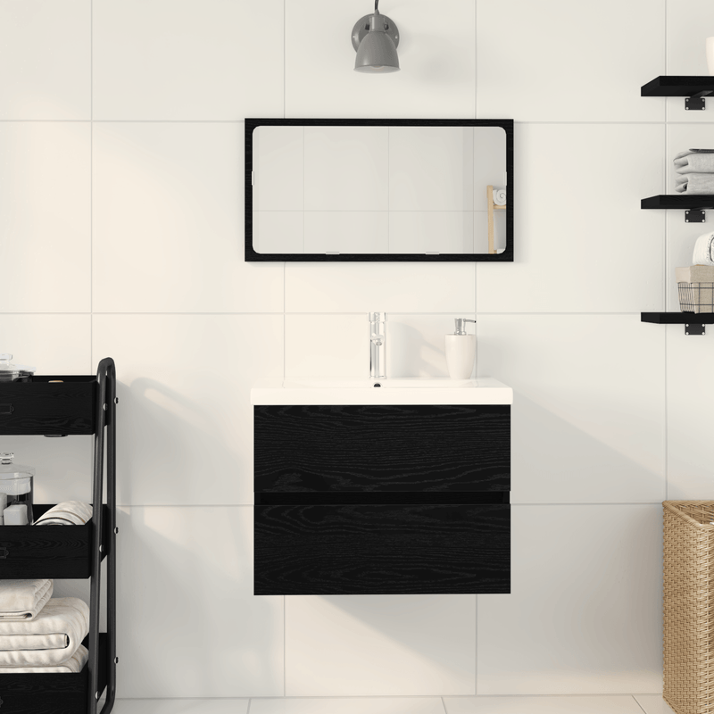 Casa si Gradina - Mobilier - Mobilier baie - Comode baie - Cabinet de Chiuveta cu Lava Integrata  Stejar Negru Lemn Prelucrat - Infinity.ro