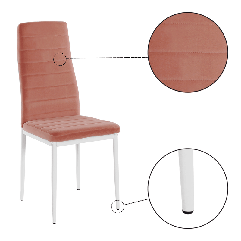 Casa si Gradina - Mobilier - Scaune si fotolii - Scaune - Scaun, tesatura de catifea roz / metal alb, Coleta Nova - Infinity.ro