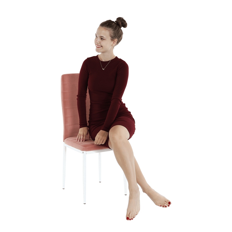 Casa si Gradina - Mobilier - Scaune si fotolii - Scaune - Scaun, tesatura de catifea roz / metal alb, Coleta Nova - Infinity.ro