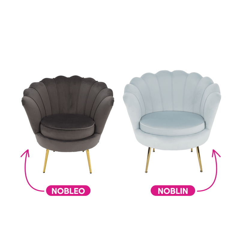Casa si Gradina - Mobilier - Scaune si fotolii - Fotolii - Fotoliu in stil Art-deco, catifea Velvet gri-albastru/crom auriu, NOBLIN - Infinity.ro