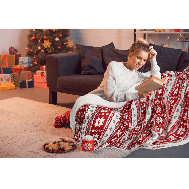 Casa si Gradina - Textile si covoare - Pături și cuverturi - Pături - Patura cu doua fete imitatie miel, model de iarna, 150x200, SAMANTE - Infinity.ro