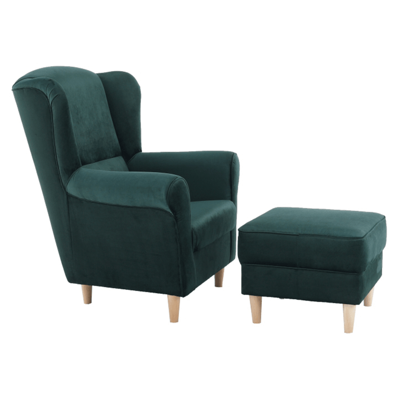 Casa si Gradina - Mobilier - Scaune si fotolii - Fotolii - Fotoliu cu taburet, material smarald, ASTRID - Infinity.ro