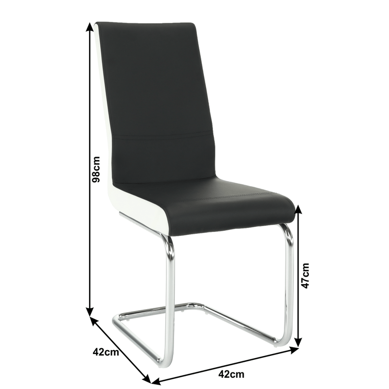 Casa si Gradina - Mobilier - Scaune si fotolii - Scaune - Scaun dining, piele ecologica neagra, alba/crom, NEANA - Infinity.ro