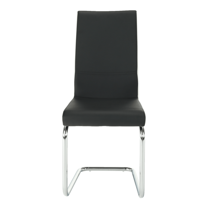 Casa si Gradina - Mobilier - Scaune si fotolii - Scaune - Scaun dining, piele ecologica neagra, alba/crom, NEANA - Infinity.ro