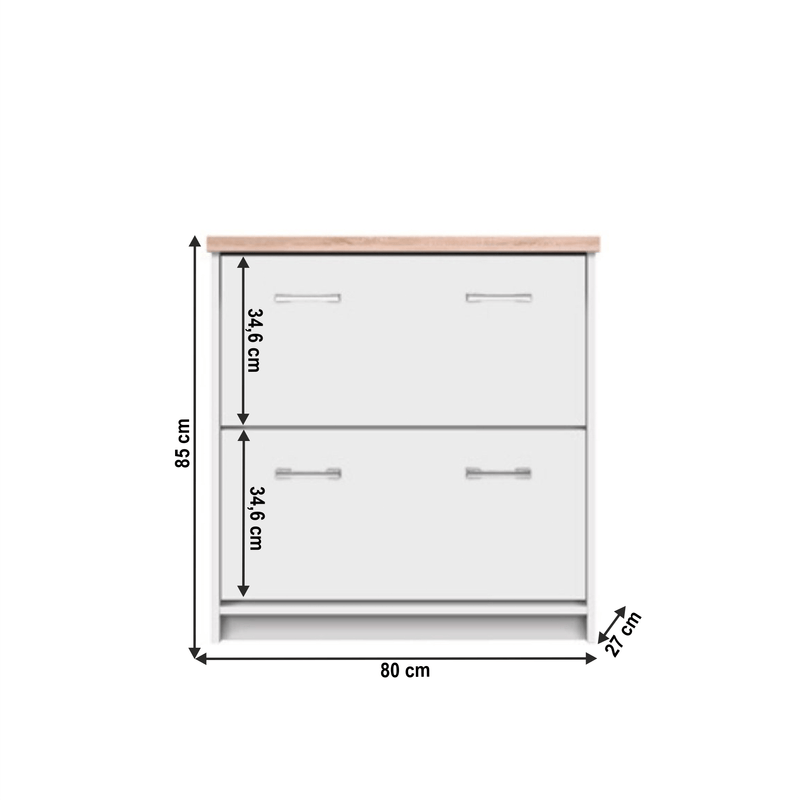 Casa si Gradina - Mobilier - Dulapuri si sifoniere - Dulapuri pantofi - Pantofar 2K, PAL melaminat, alb/stejar sonoma, TOPTY TYP 11 - Infinity.ro