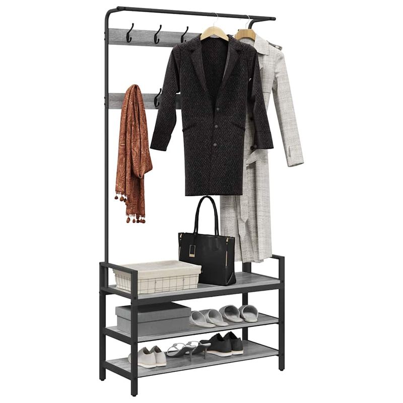 Casa si Gradina - Mobilier - Organizare si depozitare - Cuiere - Cuier de paltoane sonoma gri 95 x 34 x 184 cm Lemn compozit - Infinity.ro