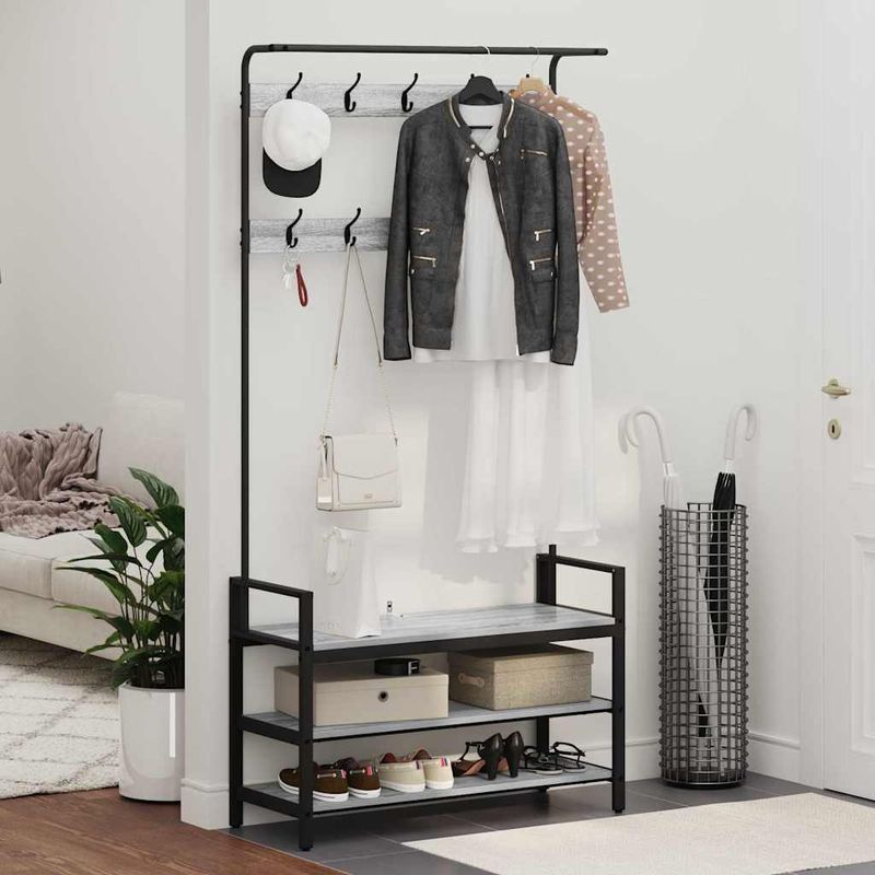 Casa si Gradina - Mobilier - Organizare si depozitare - Cuiere - Cuier de paltoane sonoma gri 95 x 34 x 184 cm Lemn compozit - Infinity.ro