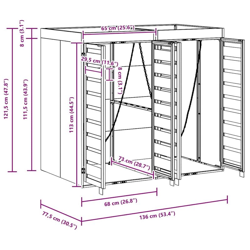 Casa si Gradina - Gradina si terasa - Mobilier exterior - Dulapuri si lazi depozitare exterior - Depozitare pentru 3 pubele Wheelie Antracit - Infinity.ro