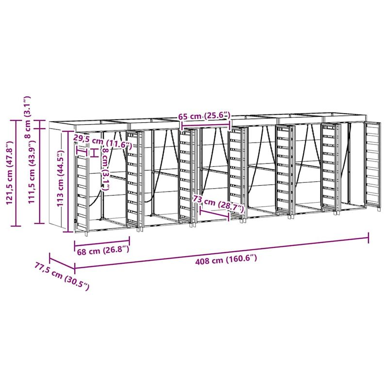 Casa si Gradina - Gradina si terasa - Mobilier exterior - Dulapuri si lazi depozitare exterior - Depozitare pentru 3 pubele Wheelie Antracit - Infinity.ro