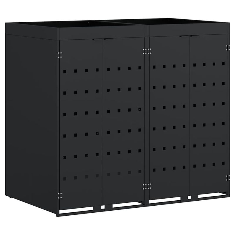 Casa si Gradina - Gradina si terasa - Mobilier exterior - Dulapuri si lazi depozitare exterior - Depozitare pentru 2 pubele Wheelie Negru 136 x 77,5 x 121,5 cm - Infinity.ro