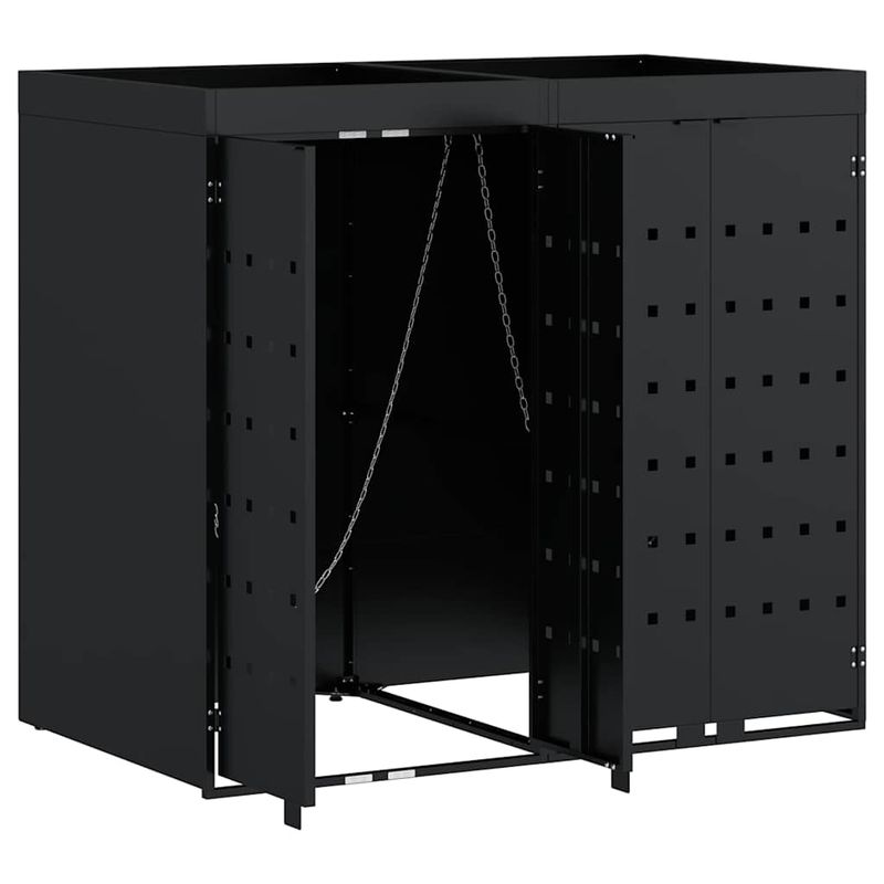 Casa si Gradina - Gradina si terasa - Mobilier exterior - Dulapuri si lazi depozitare exterior - Depozitare pentru 2 pubele Wheelie Negru 136 x 77,5 x 121,5 cm - Infinity.ro