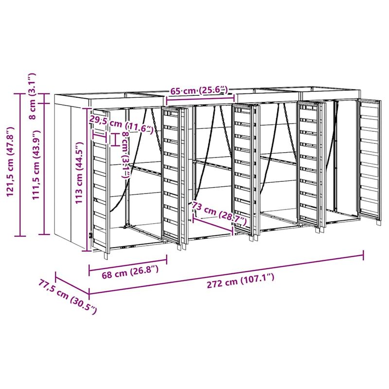 Casa si Gradina - Gradina si terasa - Mobilier exterior - Dulapuri si lazi depozitare exterior - Depozitare pentru 3 pubele Wheelie Antracit - Infinity.ro