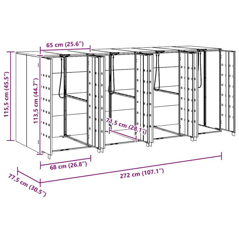 Casa si Gradina - Gradina si terasa - Mobilier exterior - Dulapuri si lazi depozitare exterior - Depozitare pentru 3 pubele Wheelie Antracit - Infinity.ro