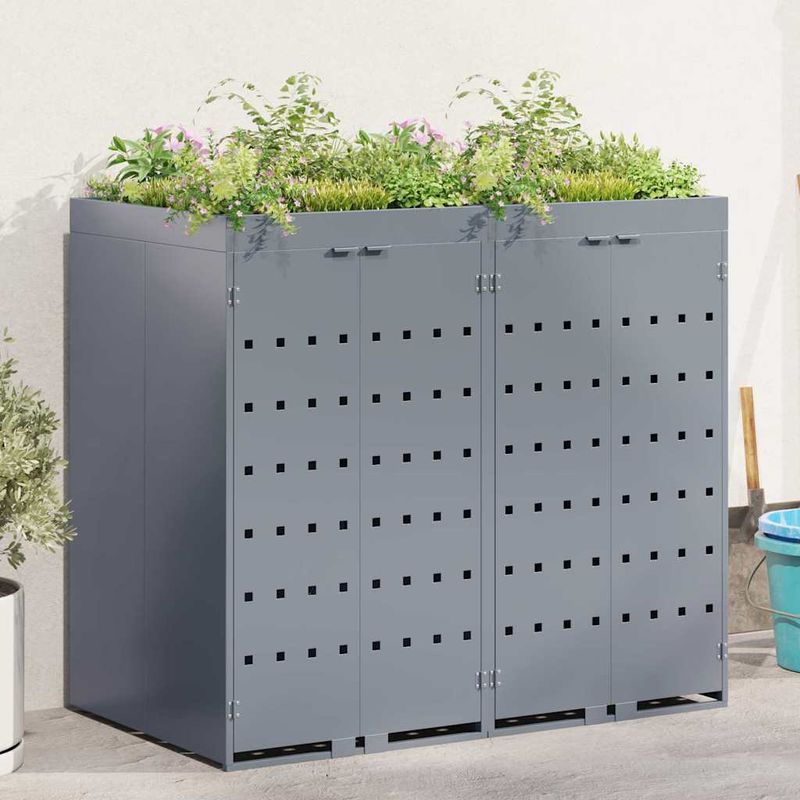 Casa si Gradina - Gradina si terasa - Mobilier exterior - Dulapuri si lazi depozitare exterior - Depozitare pentru 2 pubele Wheelie Gri deschis - Infinity.ro