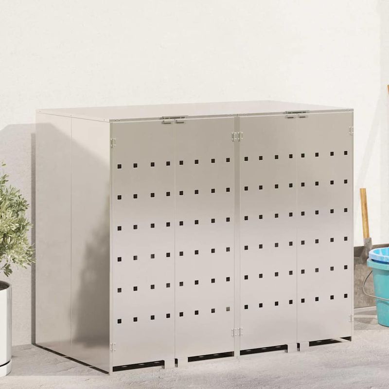 Casa si Gradina - Gradina si terasa - Mobilier exterior - Dulapuri si lazi depozitare exterior - Depozitare pentru 3 pubele Wheelie Argintiu - Infinity.ro