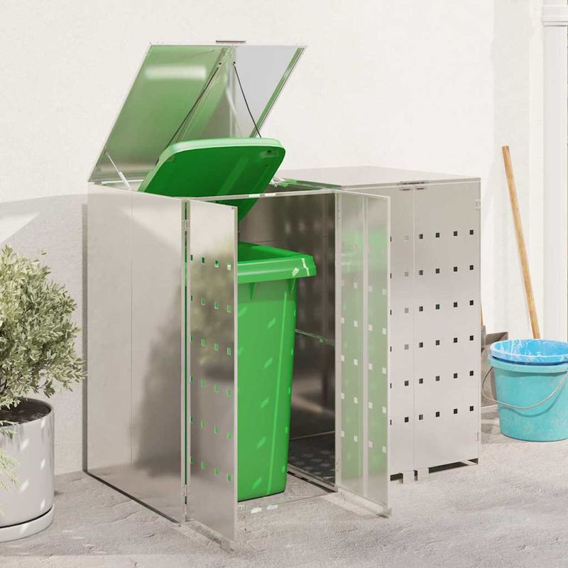 Casa si Gradina - Gradina si terasa - Mobilier exterior - Dulapuri si lazi depozitare exterior - Depozitare pentru 3 pubele Wheelie Argintiu - Infinity.ro