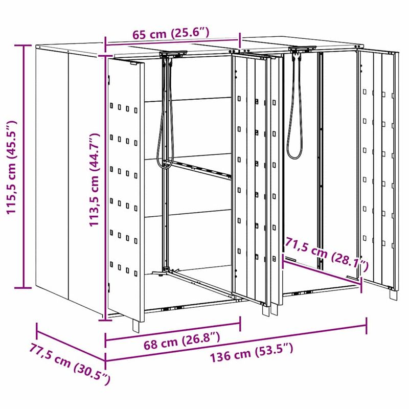 Casa si Gradina - Gradina si terasa - Mobilier exterior - Dulapuri si lazi depozitare exterior - Depozitare pentru 3 pubele Wheelie Argintiu - Infinity.ro