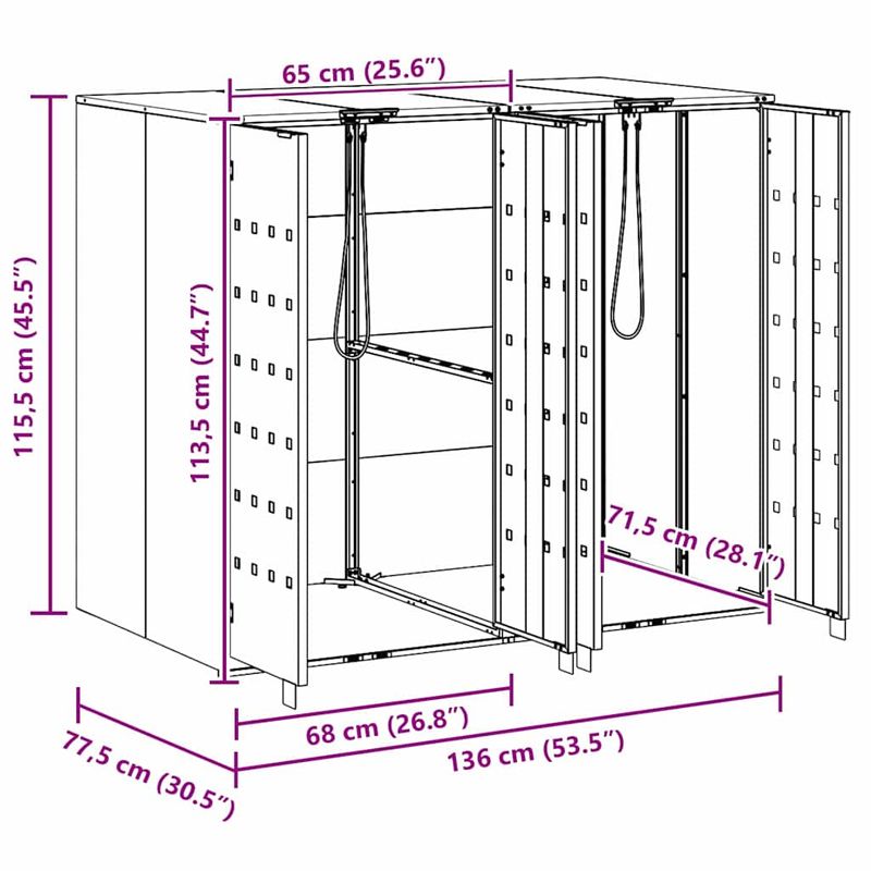Casa si Gradina - Gradina si terasa - Mobilier exterior - Dulapuri si lazi depozitare exterior - Depozitare pentru 3 pubele Wheelie Antracit - Infinity.ro