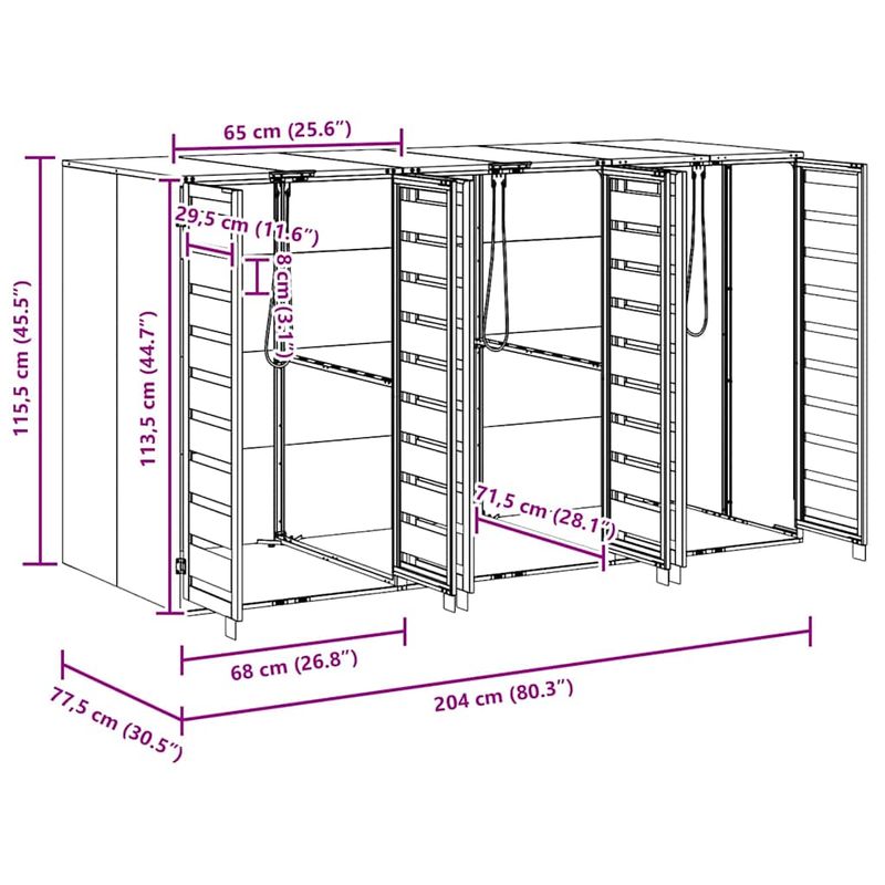 Casa si Gradina - Gradina si terasa - Mobilier exterior - Dulapuri si lazi depozitare exterior - Depozitare pentru 3 pubele Wheelie Antracit - Infinity.ro