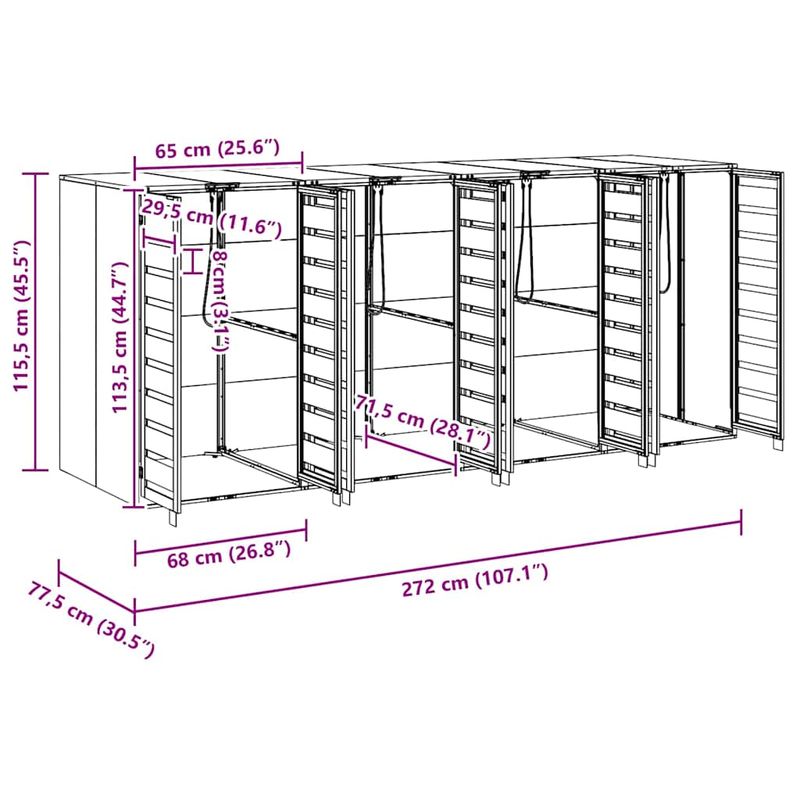 Casa si Gradina - Gradina si terasa - Mobilier exterior - Dulapuri si lazi depozitare exterior - Depozitare pentru 3 pubele Wheelie Antracit - Infinity.ro