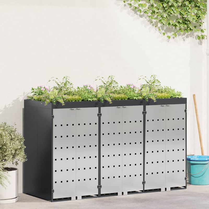 Casa si Gradina - Gradina si terasa - Mobilier exterior - Dulapuri si lazi depozitare exterior - Depozitare pentru 3 pubele Wheelie Antracit - Infinity.ro
