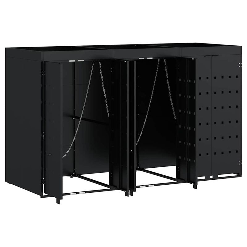 Casa si Gradina - Gradina si terasa - Mobilier exterior - Dulapuri si lazi depozitare exterior - Depozitare pentru 3 pubele Wheelie Negru 204 x 77,5 x 121,5 cm - Infinity.ro