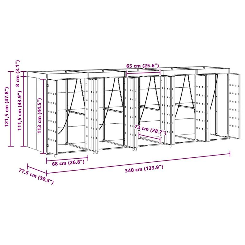 Casa si Gradina - Gradina si terasa - Mobilier exterior - Dulapuri si lazi depozitare exterior - Depozitare pentru 3 pubele Wheelie Antracit - Infinity.ro