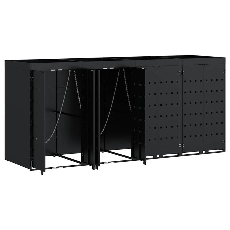 Casa si Gradina - Gradina si terasa - Mobilier exterior - Dulapuri si lazi depozitare exterior - Depozitare pentru 4 pubele Wheelie Negru 272 x 77,5 x 121,5 cm - Infinity.ro