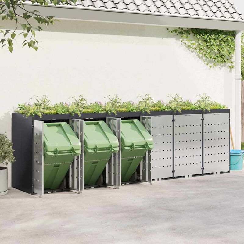 Casa si Gradina - Gradina si terasa - Mobilier exterior - Dulapuri si lazi depozitare exterior - Depozitare pentru 3 pubele Wheelie Antracit - Infinity.ro
