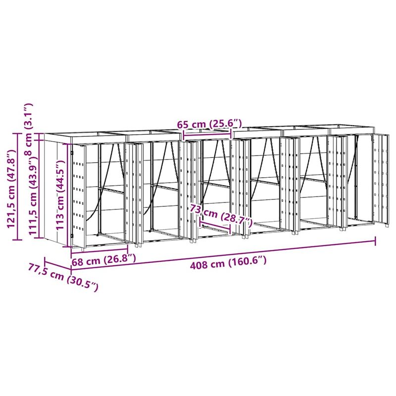 Casa si Gradina - Gradina si terasa - Mobilier exterior - Dulapuri si lazi depozitare exterior - Depozitare pentru 3 pubele Wheelie Antracit - Infinity.ro