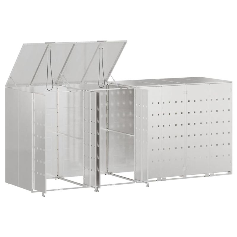 Casa si Gradina - Gradina si terasa - Mobilier exterior - Dulapuri si lazi depozitare exterior - Depozitare pentru 3 pubele Wheelie Argintiu - Infinity.ro
